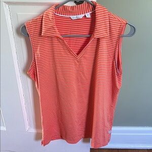 Lady Hagen Orange and Pink Sleeveless Polo Blouse